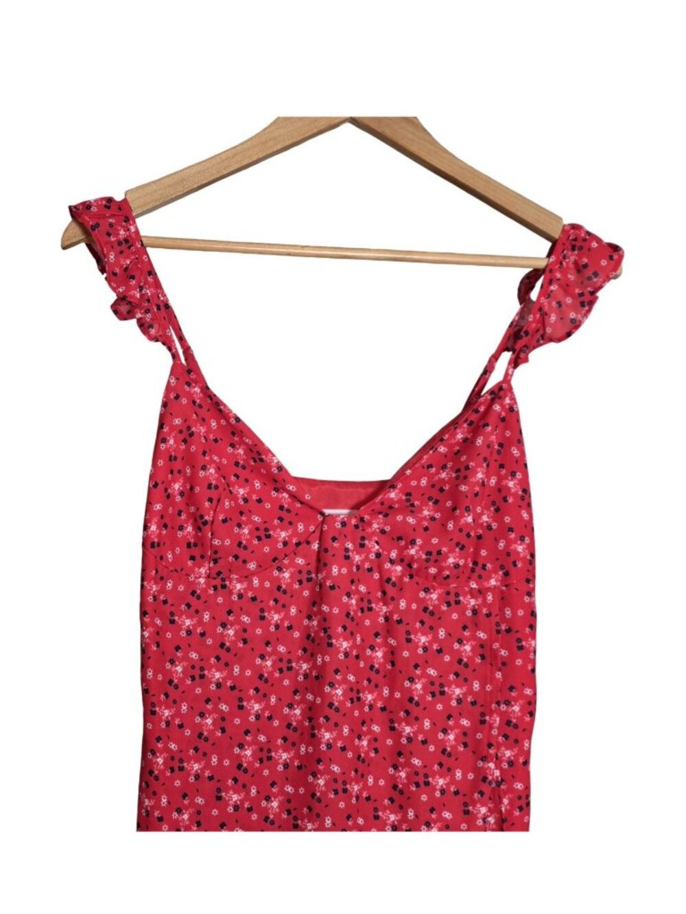 Women's - Showpo Red Floral Ruffled Dress, Size 2 - Picture 3 of 8